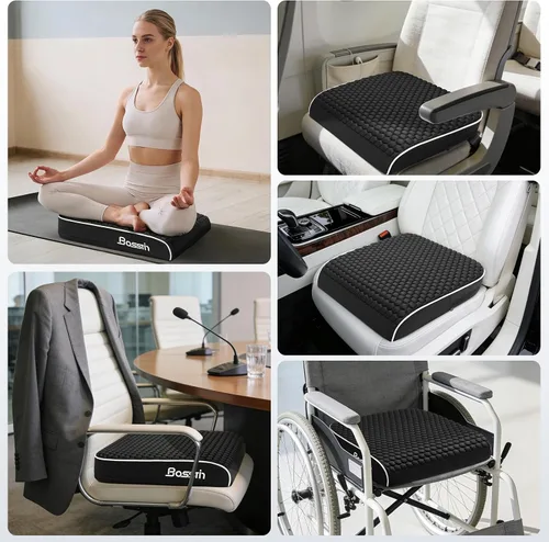 Miniatura 6 de Cojín para silla de oficina extra grande (19 x 17 x 3 pulgadas), cojín de asiento con puntos de mensaje de panal y espuma de alta resistencia