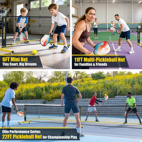 Miniatura 2 de Juego de red de pickleball con 4 paletas, 6 pies/11 pies/22 pies, red portátil 3 en 1 con bolsa de transporte, bolas de pickleball, diseñada