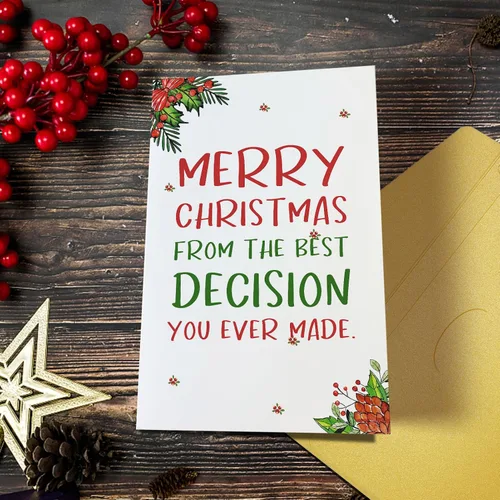 Miniatura 4 de Qiliji Tarjeta de Navidad romántica para él y ella, divertida tarjeta de Navidad para marido, esposa, novio y novia, regalo de tarjeta de Navidad