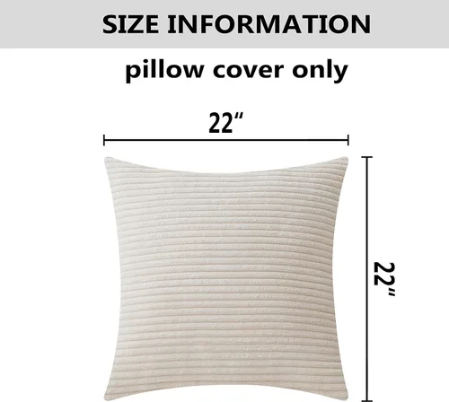 Miniatura 4 de Home Brilliant - Juego de 2 fundas de almohada de 22 x 22 pulgadas / 55.88 x 55.88 cm., fundas de cojín grandes de terciopelo a rayas para silla, 22