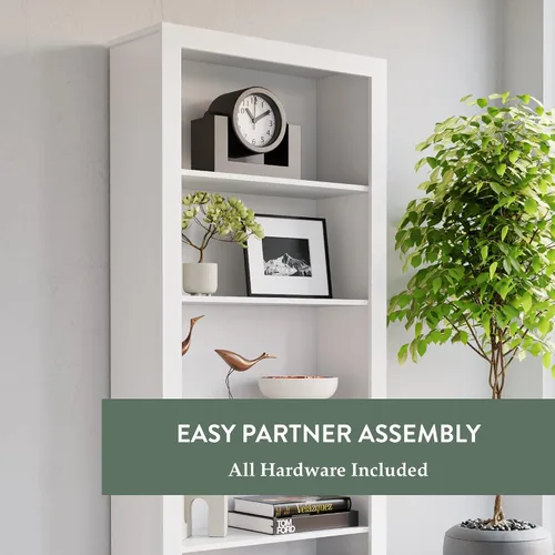 Miniatura 3 de Edenbrook Sumac - Estantería organizadora de 5 estantes para muebles de dormitorio u oficina en casa, estantería blanca de 12.8 pulgadas