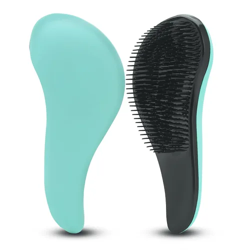 Miniatura 10 de Cepillo desenredante para cabello para niños y adultos, cepillo húmedo suave con cerdas suaves y flexibles, cepillo de peinado morado para cabello
