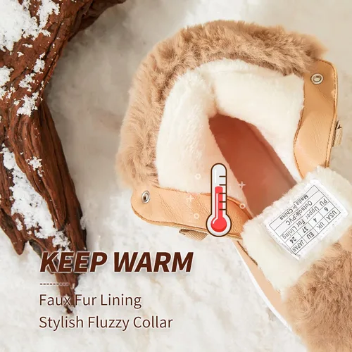 Miniatura 2 de Botas de nieve de invierno con forro de piel cálida para mujer, impermeables, botas de combate antideslizantes