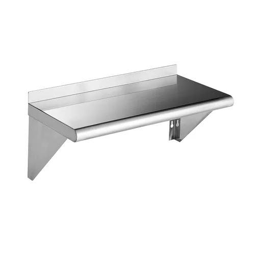 ROCKPOINT Estante de acero inoxidable de 12 x 24 pulgadas, 250 libras, estantes comerciales de metal NSF para montaje en pared, estantería flotante