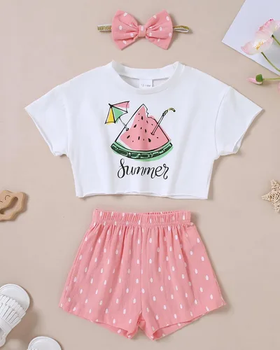 Miniatura 7 de YALLET Ropa de niña pequeña 2T 3T 4T 5T Niñas, manga corta impresión superior + pantalón 12, 18 24 meses, ropa de verano para bebé 1-5T