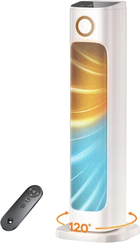 Combo de calentador y ventilador de patio de 25" para uso en interiores, torre portátil eléctrica de 1500W para espacios exteriores con control