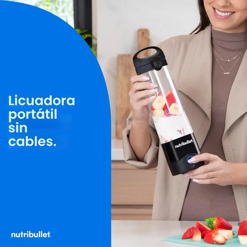 Miniatura 2 de NutriBullet Batidora portátil, sin cables, recipiente de 20oz, licuadora personal, recargable USB-C, negra, NBPB50100K