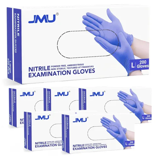 Miniatura 9 de JMU Guantes negros de nitrilo a granel mediano, caja de 1200, 3.5 mil, sin látex sin polvo