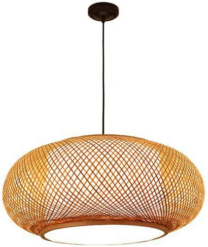 Miniatura 16 de Lámpara colgante de bambú tejida a mano, lámpara de ratán de una sola luz, tejido de madera natural, accesorio colgante de techo con cable ajustable