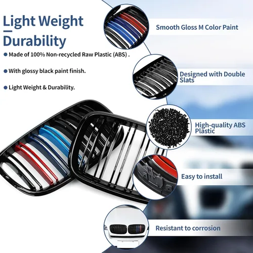 Miniatura 5 de X5 E70 - Rejilla de riñón de color negro brillante M para BMW X5 E70 X6 E71 2007-2014 (láminas dobles de color M)