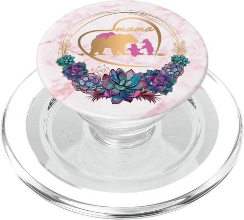 Miniatura 8 de Mama Bear Pop Socket 3 Cubs Rosa Mármol Oro Madres Regalos - PopSockets Grip y Stand para Teléfonos y Tabletas