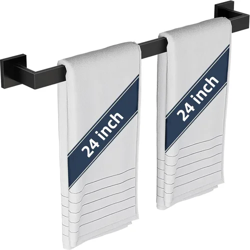 Toallero de baño de 24 pulgadas, toalleros de 24 pulgadas para montaje en pared de baño, organizador de toallas de mano de acero inoxidable 304,