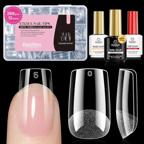Miniatura 19 de beetles Gel Polish Pegamento para uñas de gel 9 en 1 para puntas de uñas acrílicas transparentes, pegamento para uñas con brocha súper fuerte