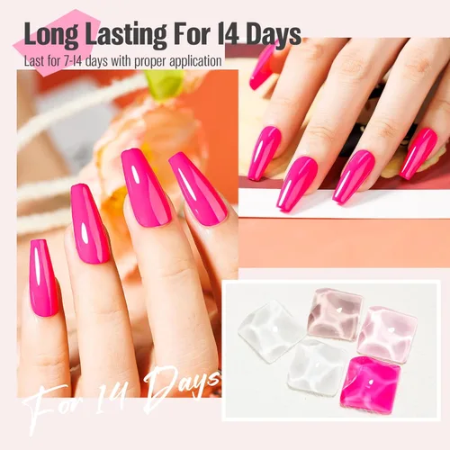 Miniatura 5 de Esmalte de uñas rosa intenso brillante, 0.5 onzas líquidas, esmalte de uñas de secado rápido de alto brillo, aplicación suave de larga duración