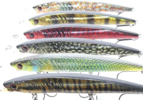 Miniatura 13 de Minnow Crankbait para pesca de lubina Señuelo de lubina Jerkbait Señuelos de pesca y caja de aparejos HC15KB