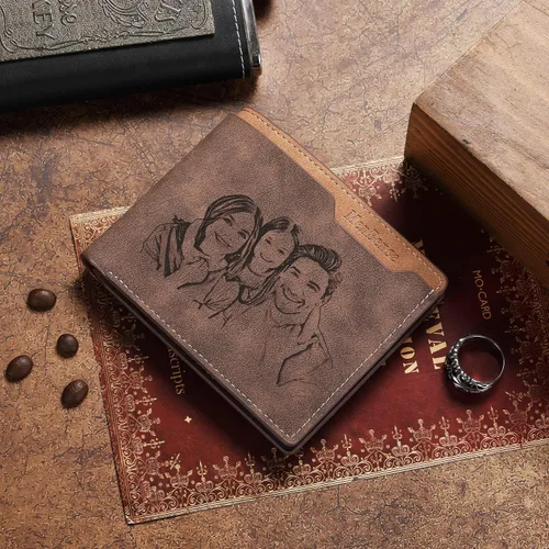 Miniatura 3 de Carteras personalizadas para hombres con foto y nombre, cartera personalizada con imagen y nombre para hombres, marido, novio, papá, hijo, tío
