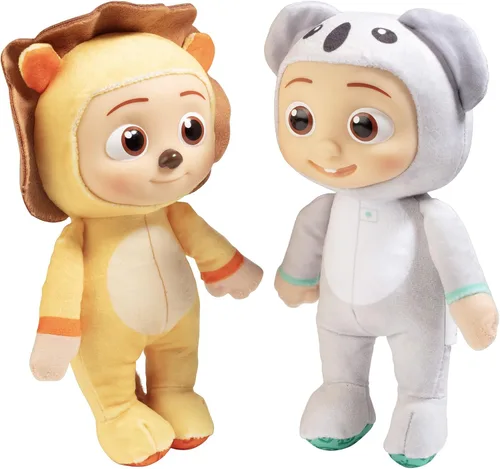 CoComelon Paquete de 2 peluches JJ de león y koala de 8 pulgadas, con licencia oficial, juguetes de peluche suaves y esponjosos, regalo para niños,