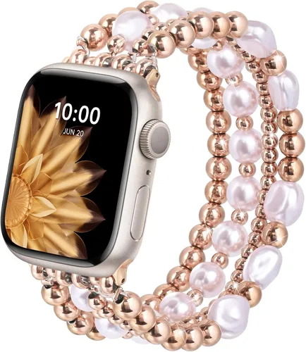 Miniatura 23 de AIRSPO Pulseras de cuentas compatibles con Apple Watch Band de 38, 40, 41, 42, 44 y 45 mm, hechas a mano, para series SE 8, 7, 6, 5, 4, 3, 2, 1