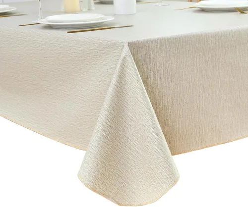 Miniatura 28 de LIBERECOO Mantel de vinilo resistente con reverso de franela, mantel de plástico impermeable a prueba de aceite, resistente a las manchas, lavable