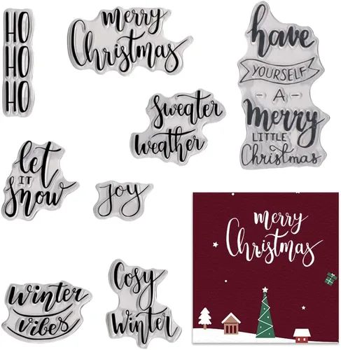 Miniatura 8 de Sellos transparentes de montaña de Navidad para hacer tarjetas y decoraciones de álbum de fotos, sellos de silicona del trineo de Santa Claus sellos