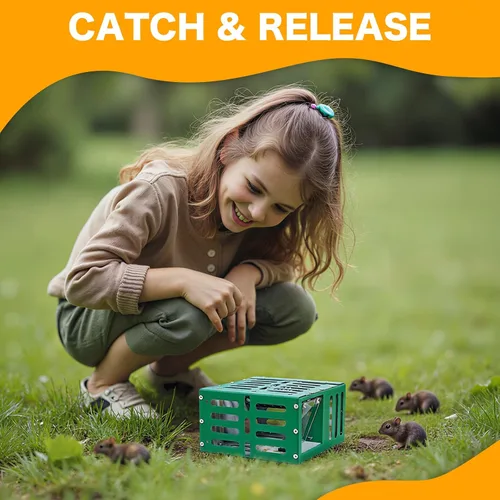 Miniatura 2 de Trampas humanitarias para ratones pequeños, trampa de metal reutilizable para atrapar y liberar en vivo, segura para niños y mascotas, fácil de usar