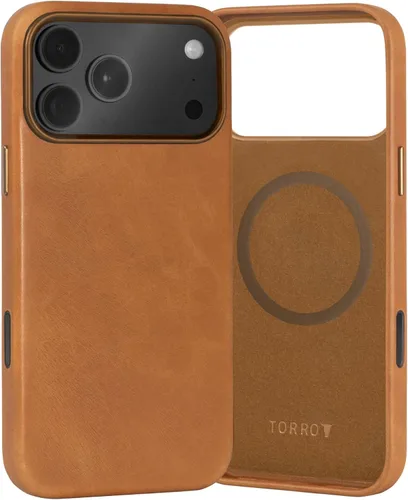 Miniatura 8 de Funda de cuero premium TORRO Compatible con iPhone 17 Pro 6.3” 2025 – Cuero genuino MagSafe Compatible, Funda de parachoques ultra delgada (Negro)