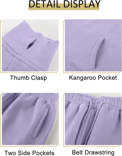Miniatura 18 de Kissonic Conjunto deportivo de forro polar para mujer, 2 piezas, sudadera con capucha y pantalones deportivos
