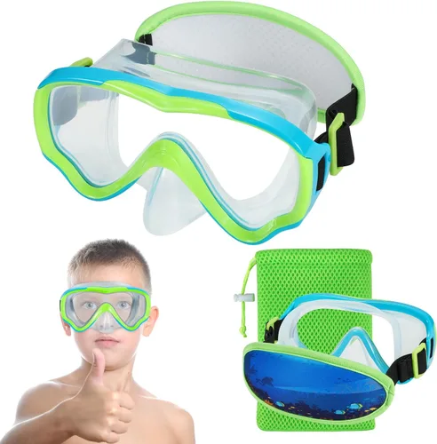 Miniatura 9 de Gafas de natación para niños de 6 a 14 años, máscara de buceo sin enredos, gafas de agua, cubierta de nariz para jóvenes y jóvenes 1 unidad: azul