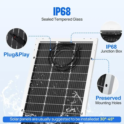 Miniatura 7 de ECO-WORTHY Bifacial - Cargador de energía para módulo fotovoltaico rígido monocristalino de alta eficiencia de 100 vatios y 12 voltios