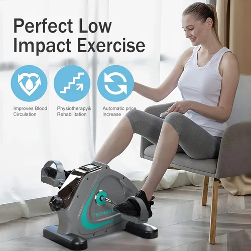 Miniatura 6 de Pedal de Bicicleta para Debajo del Escritorio, Mini Bicicleta de Ejercicio Portátil para el Hogar con Volante de 5LBS, Pedal Sentado para Personas