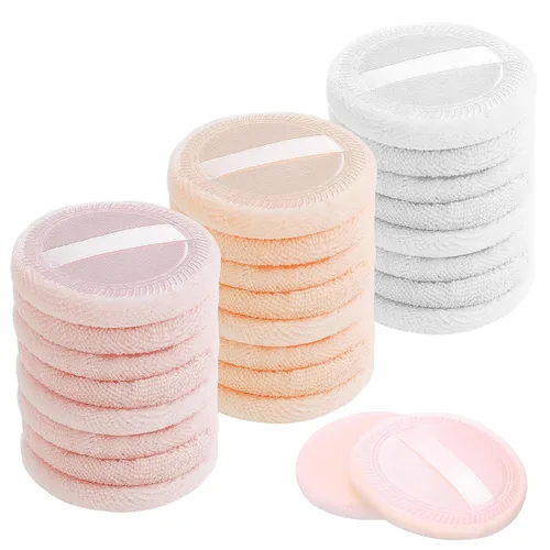 Miniatura 7 de WLLHYF 24 almohadillas redondas de algodón para maquillaje con correa para la cara, para cosméticos sueltos y de base, esponja, polvo Multicolor