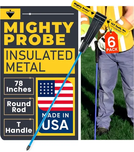 Miniatura 12 de T&T Tools - Sonda poderosa sonda de metal aislada de 78 pulgadas, varilla redonda de metal de 3/8 pulgadas, diseño resistente para fácil penetración