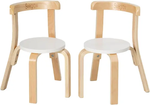 Miniatura 10 de Swegrow Silla de Madera para Niños, Silla para Niños Pequeños para Mesa, Sillas Apilables para Niños, Muebles de Madera para Niños para Familia/Sala