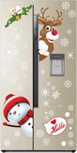 Miniatura 5 de 130 piezas de calcomanías decorativas de Navidad para ventanas, calcomanías de copo de nieve de Navidad con Papá Noel y renos