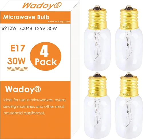 Miniatura 9 de Wadoy Bombilla de microondas compatible con LG, Frigidaire, Kenmore, Whirlpool, GE Range Microondas, 6912W1Z004B 125V 30W E17, bombilla de repuesto