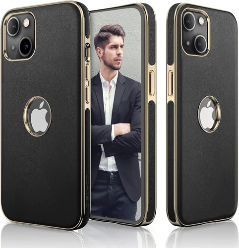 Miniatura 15 de LOHASIC Compatible con iPhone 14 Pro Max, funda delgada de cuero galvanizado dorado, antiarañazos, suave cubierta trasera protectora para hombre