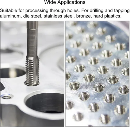 Miniatura 5 de uxcell 10-32 UNF Straight Flauta Thread Tap y 0.161 in Twist Drill Broca Set, titanio plateado 6542 Acero de alta velocidad Broca de perforación