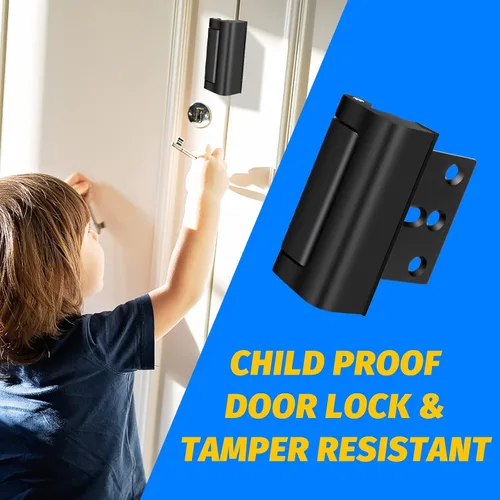 Miniatura 7 de Cerradura de puerta de seguridad para el hogar, cerradura de refuerzo de puerta a prueba de niños con 8 tornillos, 3 pulgadas, soporta 800 libras