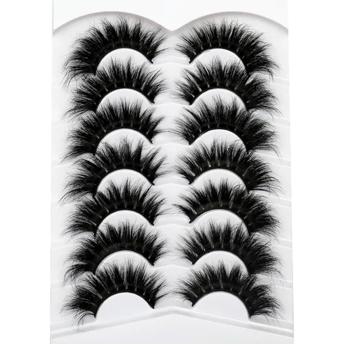 Miniatura 126 de Pooplunch - Pestañas postizas finas de visón sintético, estilo ojo de gato, naturales, cruzadas, tipo racimo, efecto 8D de volumen, tiras