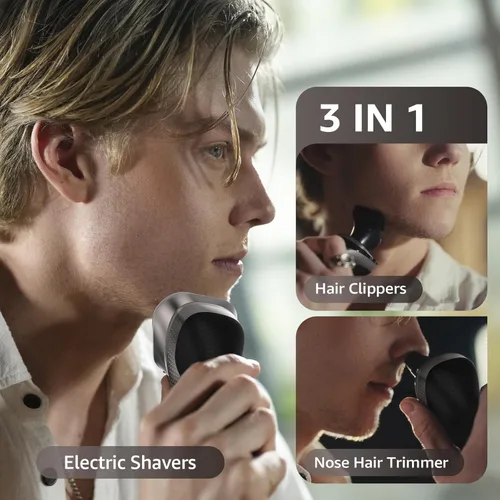 Miniatura 2 de Rategist Afeitadora Eléctrica Inalámbrica para Hombre: Afeitadora 3 en 1 para Barba/Nariz/Patillas - Kit de Viaje Impermeable IPX7 - Velocidad Turbo
