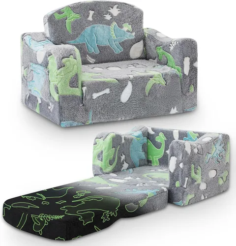 aodisman Silla y sofá grueso y cómodo para niños, sofá plegable de felpa suave 2 en 1 para niños, sofá convertible a tumbona para niños pequeños
