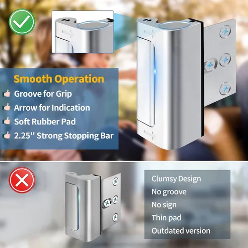 Miniatura 3 de Cerradura de refuerzo de puerta de seguridad para el hogar, pestillo de seguridad adicional para puertas delanteras, dispositivos de seguridad