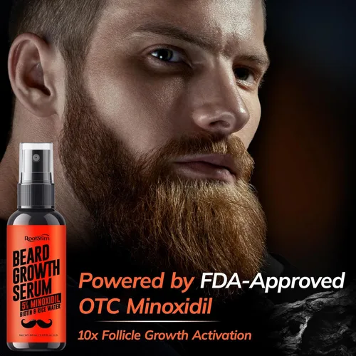 Miniatura 2 de RootStim 5% Minoxidil Beard Growth Serum for Men: 2-Pack Minoxidil Hair Regrowth Spray with Biotin & Rice Water - Extra Strength Beard Oil for