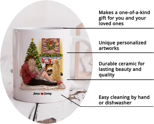 Miniatura 5 de Gossby Taza de café de Navidad personalizada para parejas y perros, personalizada con diseño, nombre, regalo de Navidad para novia, novio, esposa