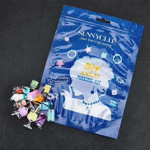 Miniatura 7 de SUNNYCLUE 1 caja de 7 estilos de té con leche y frutas, mini botella, colgantes de helado de Boba para bebidas de imitación, joyería de vidrio, 28