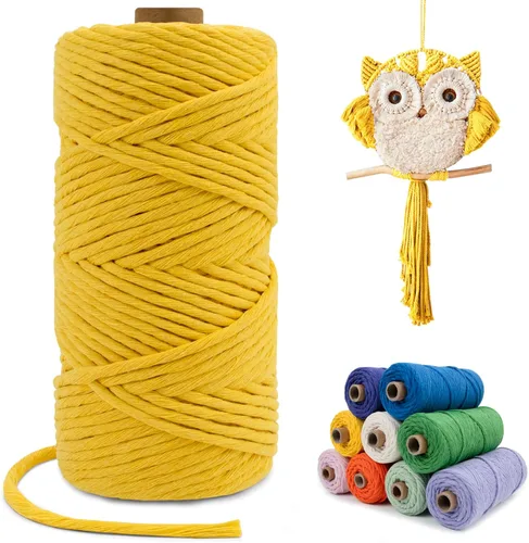 Miniatura 38 de Cuerda de macramé de una sola hebra de 0.197 in x 110 yardas, cuerda de macramé de algodón natural de 0.197 in, cuerda de algodón grueso para colgar
