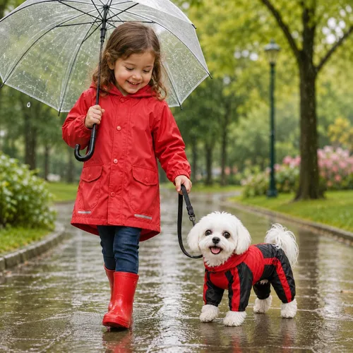 Miniatura 5 de Ropa para mascotas, ropa para perro, ropa para lluvia, nieve, impermeables, cuatro patas, impermeable para perros pequeños, medianos, grandes, Rojo