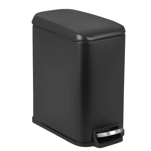 Miniatura 12 de PayLessHere Cubo de basura delgado de 1.3 galones con tapa, pequeño cubo de basura negro de acero inoxidable con cubo interior extraíble