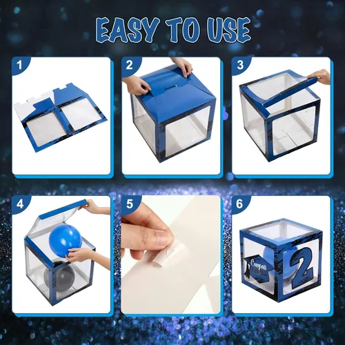 Miniatura 3 de Woanger 44 piezas de decoración de caja de graduación 2026 – Juego de cajas de fiesta de graduación de felicitaciones con cuerdas de luz LED y Azul