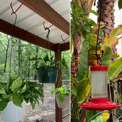 Miniatura 5 de YourGift Paquete de 6 ganchos en S extralargos y resistentes de 10 pulgadas para plantas colgantes, armario, flores, canastas, jardín, patio, Negro